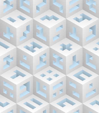 White blue cubes isometric seamless pattern. Vector tileable background. Blockchain technology concept.のイラスト素材