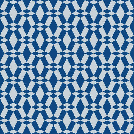 Classic Blue Ornate Seamless Vector Pattern of Moorish Tile Decorations. Tileable mosaic background in Islamic style.のイラスト素材