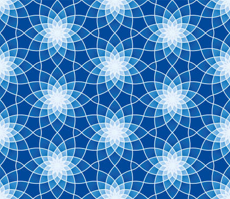 Floral Seamless Pattern in Blue Color . Vector tileable pattern for your design.のイラスト素材