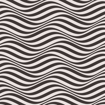 Wavy Lines Seamless Background in Black and White Color. Vector Tileable pattern.のイラスト素材