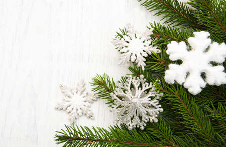 christmas background - christmas decor on the wooden backgroundの写真素材