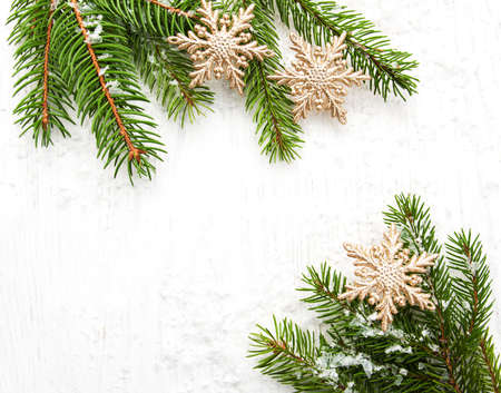 christmas background - christmas decor on the wooden backgroundの写真素材