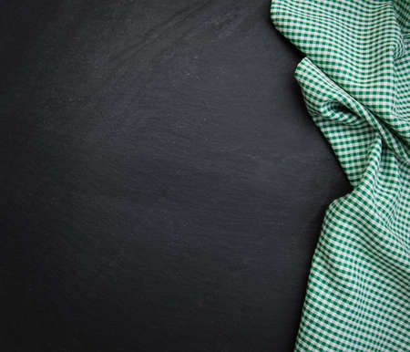 Kitchen stone table with towel - top view with copy spaceの写真素材