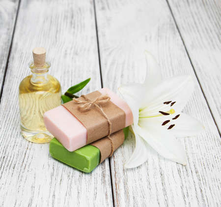 Wellness and spa scene with lily and massage oil