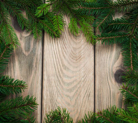 Christmas holiday background - tree  on a wooden table