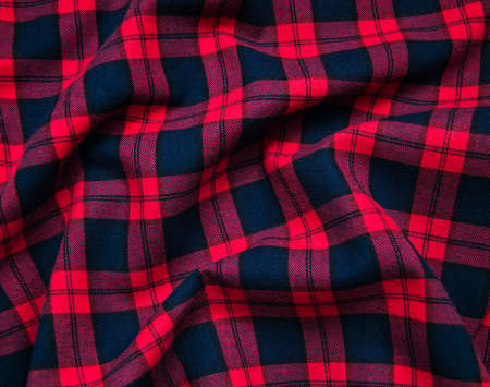 texture of red black checkered fabric pattern backgroundの写真素材