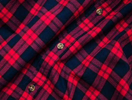 texture of red black checkered fabric pattern background