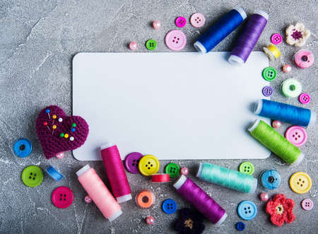 accessory of the tailor sewing and paper card