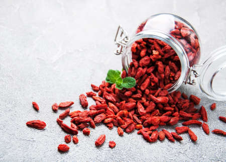 dry red goji berries for a healthy dietの写真素材