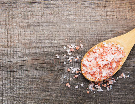 Crystals of pink salt from the Himalayasの写真素材