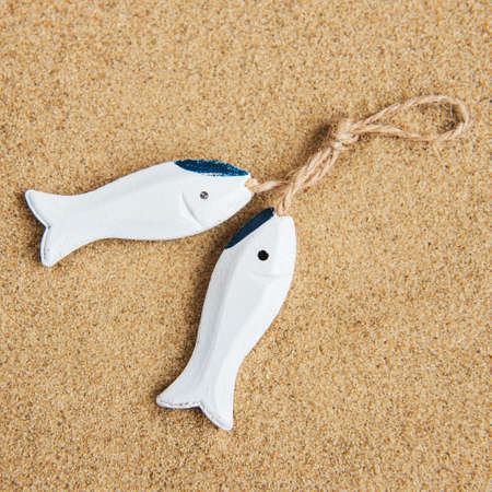 Decorative fish on a natural sand background