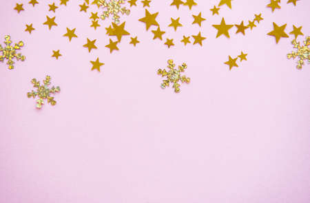Pink pastel festive  with confetti.の写真素材
