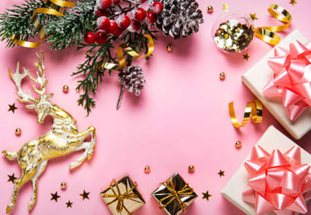 Pink pastel festive  with decorations.