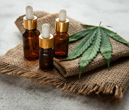 CBD oil, hemp tincture, cannabis cosmetic product for skin care. Alternative medicine, pharmaceutical medical cannabis.の写真素材