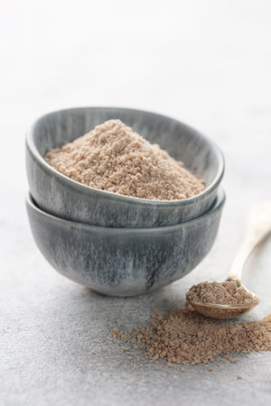 Bowl of Hickory smoked  sea salt.  Healthy food concept. Speciality salt.の写真素材