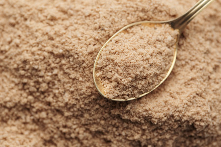 Hickory smoked  sea salt.  Healthy food concept. Speciality salt. Food backgroundの写真素材