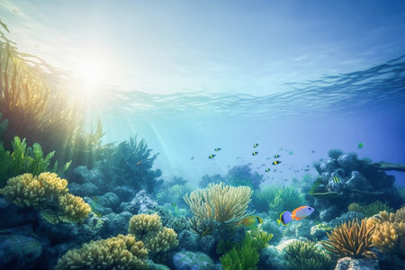 AI generative. Underwater world. World ocean day concept.の素材