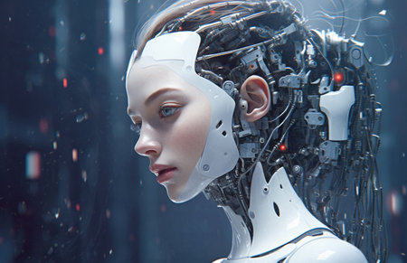 AIAI generative.  Artificial Intelligence concept.  Digital transformation. Robot humanoid.の素材