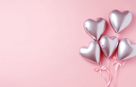Ai generative.  Pink background with pink hearts balloons. Valentine's day conceptの素材