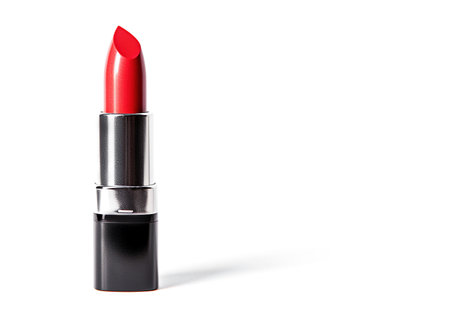 Ai generative.   Red lipstick isolated on white backgroundの素材