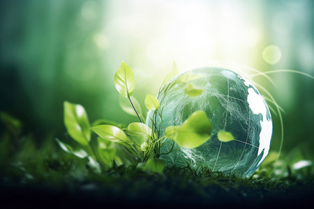 Ai generative. Sustainable green Technology Abstract Backgroundの素材