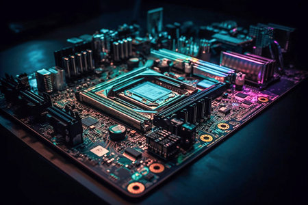 Ai generative.  The central processing unit of a computer is the processing unit on the motherboard.の素材