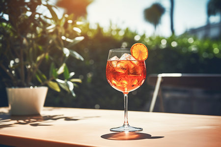 Ai generative image.  Glass of aperol coctailの素材