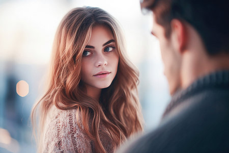 Beautiful young couple.   Ai generative image.の素材