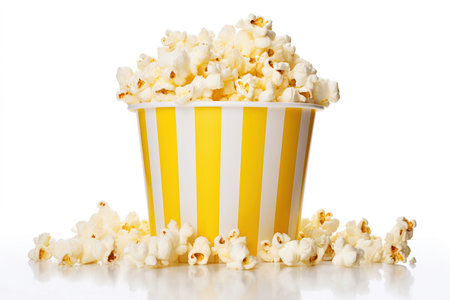 popcorn bucket on white background. Ai generative image.の素材