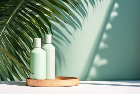 Empty Green mint Wall for Product background.  Background to show the productの素材