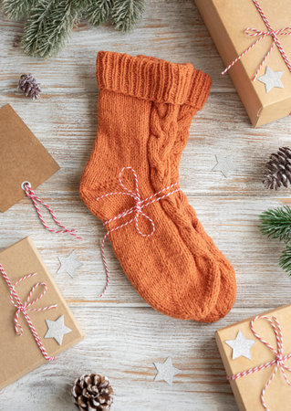 Wool handmade knitted socks,  Christmas gifts.