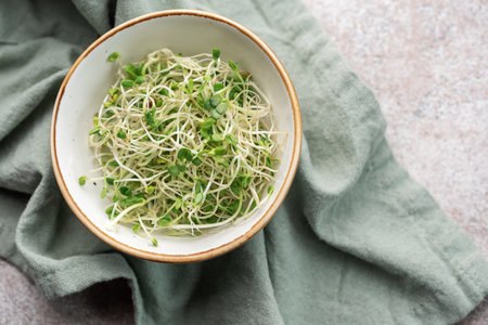 Microgreens grown in a jar.  Healthy Eatingの写真素材