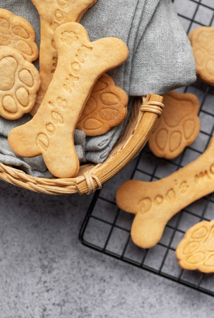 Homemade organic dog biscuits.  Cookies for dog with different shape