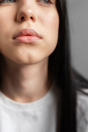 Close up portrait of a young teenager girlの写真素材