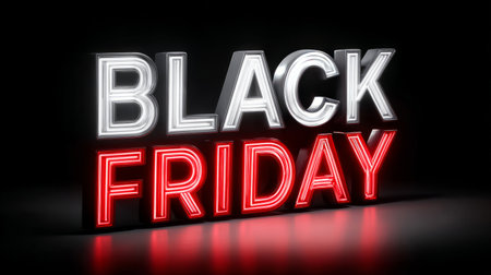 Black friday glowing text creating a sales and shopping discount conceptの素材