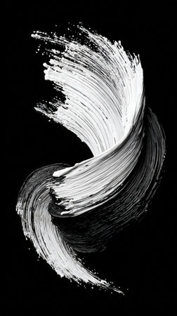 Dynamic black and white paint stroke illustration, emphasizing fluid lines and texture, creating an engaging visual experience with artistic expression and contrastの素材