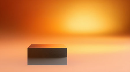 This softly lit gradient backdrop showcases a warm orange tone with a smooth reflective surface, perfect for showcasing products or creative designs with copy spaceの素材