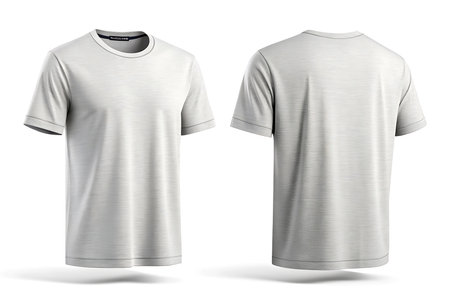 Front and back view of a gray tshirt isolated on white backgroundの素材