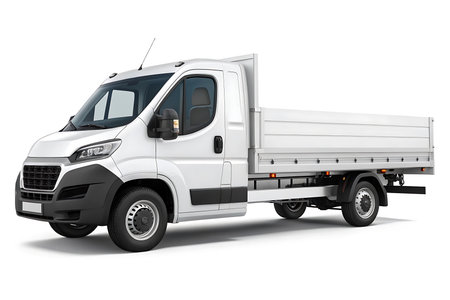 White tipper truck isolated on white background for branding mockupの素材