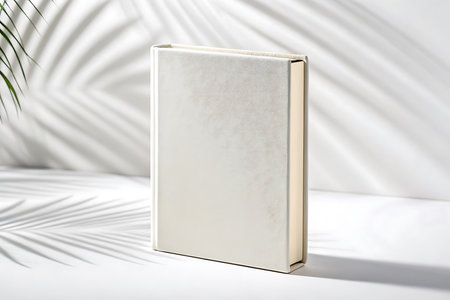 Book with white cover isolated on white background with shadowsの素材