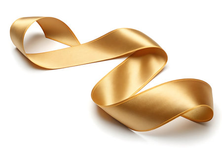 Elegant golden ribbon isolated on white backgroundの素材