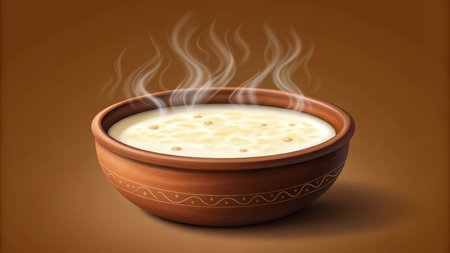 Delicious kheer served in a traditional bowl, a popular indian dessertの素材