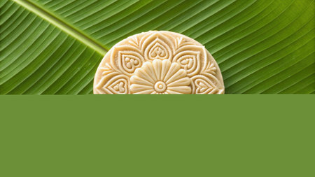 Sandesh sweet on banana leaf, a popular indian dessert made from milkの素材