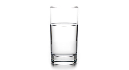 Illustration of glass of water isolated on white background, a refreshing and pure drinkの素材