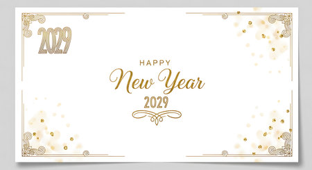 Illustration of happy new year 2029 golden design isolated on white backgroundの素材