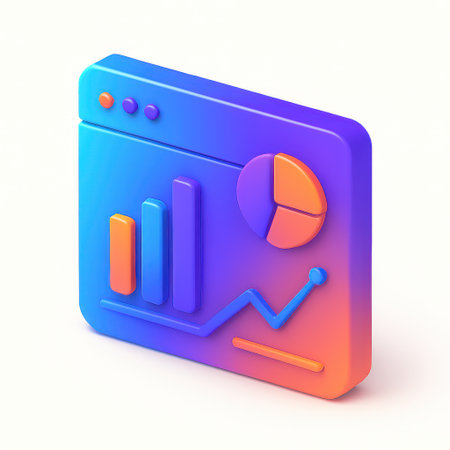 3d isometric illustration of a digital dashboard with charts and graphs isolated on white backgroundの素材