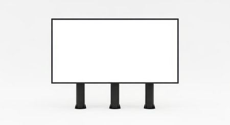 A blank billboard isolated on a white background, ready for your advertising campaign. The billboard is perfect for promoting your brand, product, or service to a wide audience.の素材