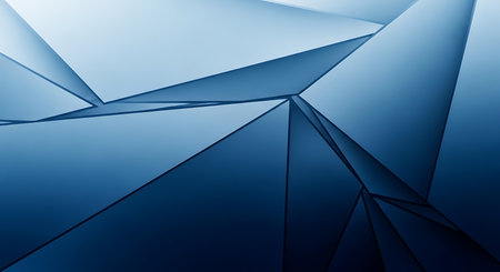 A captivating abstract background featuring a mesmerizing arrangement of blue geometric shapes, sharp lines, and triangular forms, creating a modern and dynamic design.の素材
