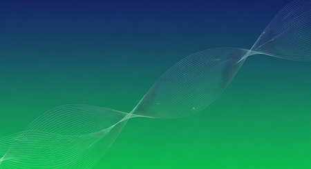 A mesmerizing abstract gradient background with flowing particles in blue and green, creating a dynamic and modern design suitable for various creative projects.の素材