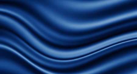 A stunning abstract blue silk fabric background with soft folds and a smooth texture. Perfect for adding a touch of luxury and elegance to any design.の素材